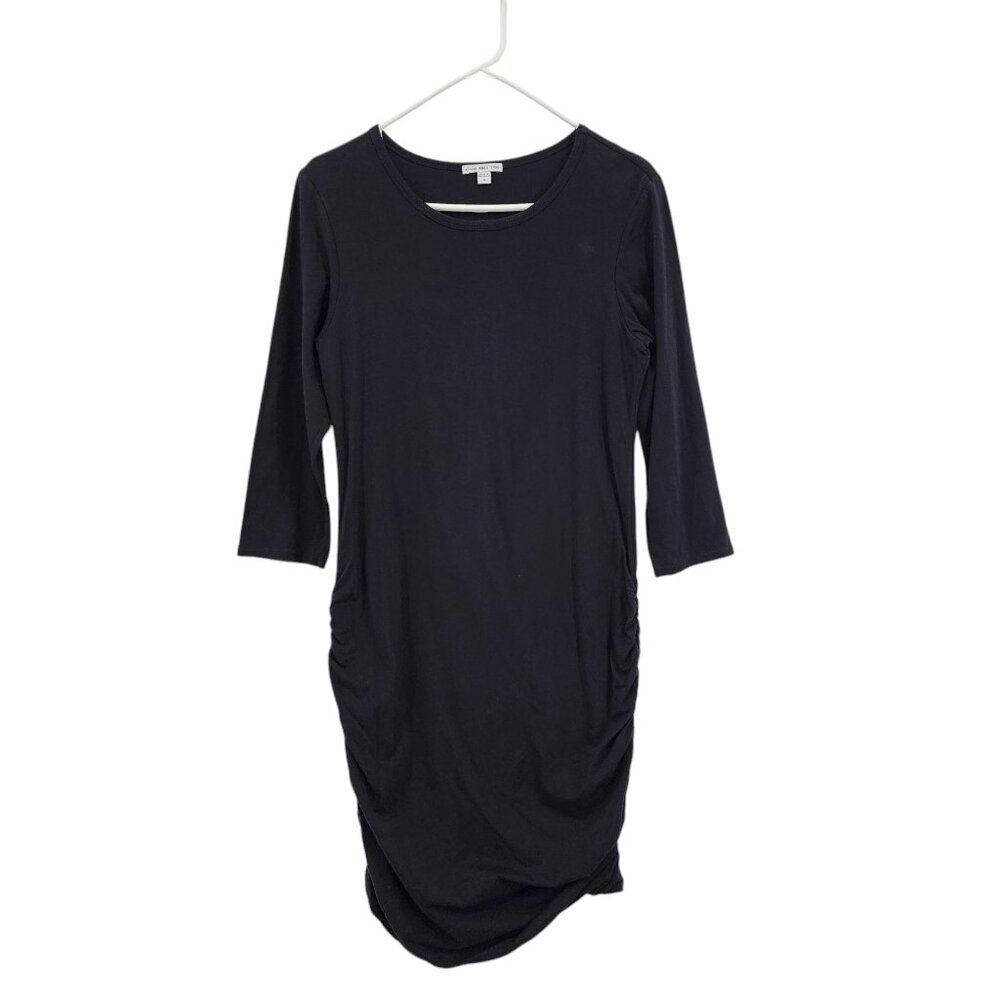 Standard James Perse Women's Stretch Jersey Bodycon Ruched Dress Black Sz 4